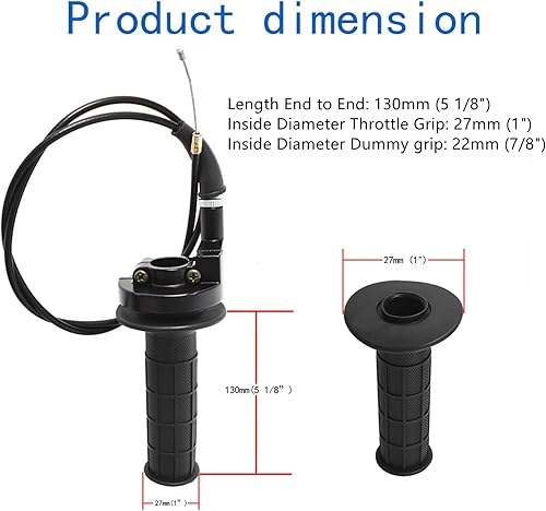 Miniatura 4 de LABLT 5.118 in manillar abrazadera del acelerador empuñaduras de mano Kit de cable de reemplazo para Coleman CT200U Mini 196ccTrail 200 la mayoría