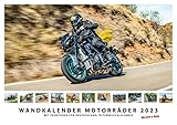 Foto-Wandkalender Motorräder 2023 A3 quer mit Feiertagen für Deutschland, Östereich und die Schweiz - Mit Platz für Notizen