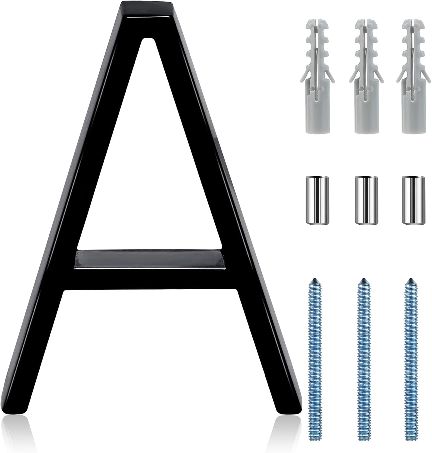 JJGoo 5" Floating House Numbers for Outside, Stainless Steel Black Address Numbers, Modern Metal Anti-Rust House Number Decorative Address Signs Decor for Garden Door Mailbox 911 Visibility Signage（A）