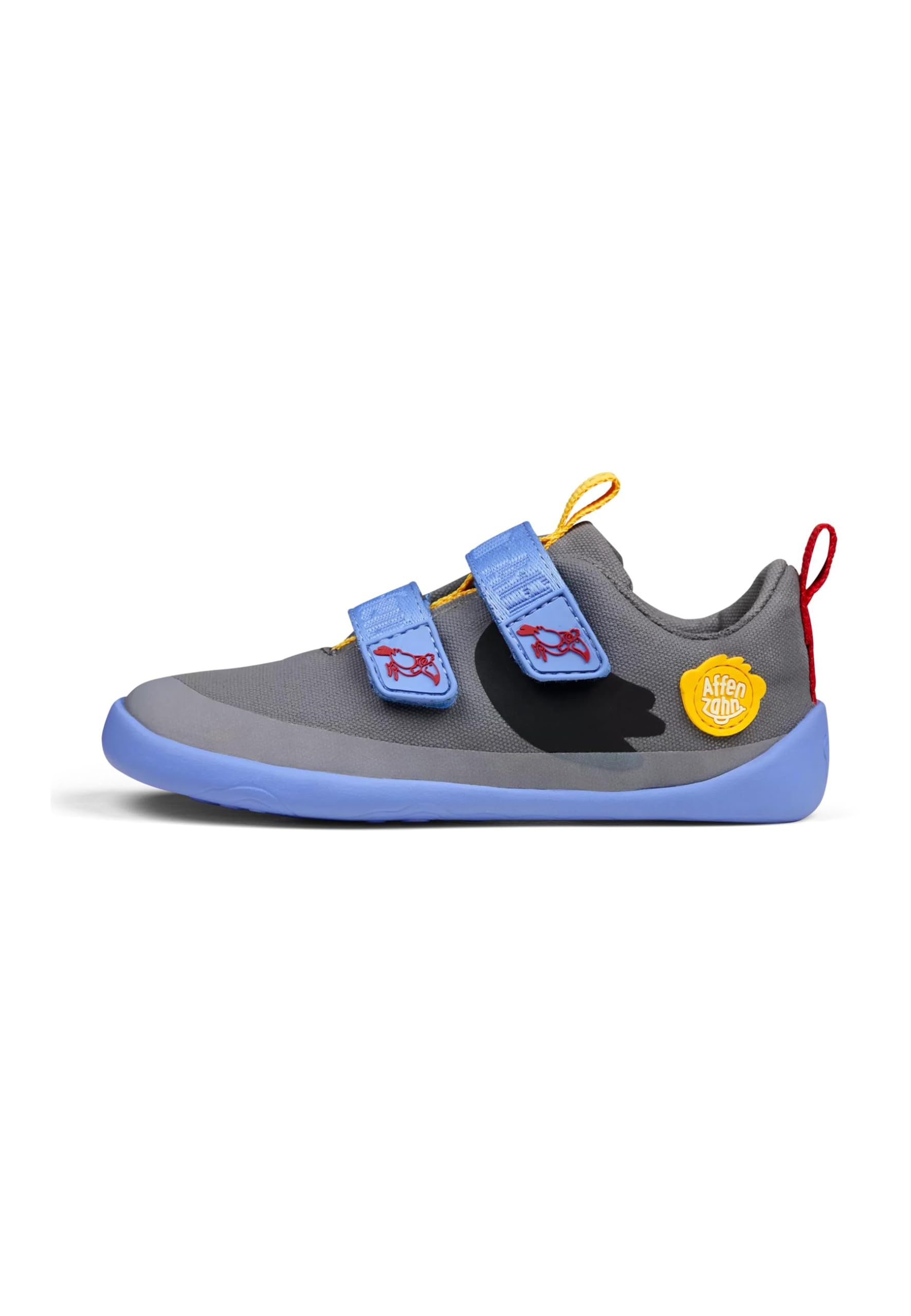 Affenzahn Barfußschuh Baumwolle Lucky Klettverschluss Vegan rutschfest Flexibel Reflektierend für den Sommer in Größe 21-32 Tukan - Grau