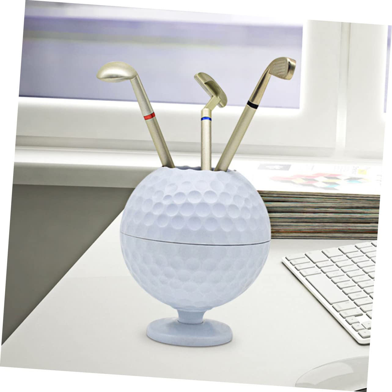 Ciieeo 2sets Penna Portapenne Forma Di Palla Da Golf Per Ufficio e Casa Organizer Multifunzionale Per Scrivania Decorazione Elegante e Per Golfisti e Appassionati Di Sport