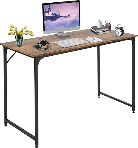 Dopinmin Escritorio para computadora de 47 pulgadas, mesa de estudio simple, escritorio de oficina industrial, mesa resistente para computadora