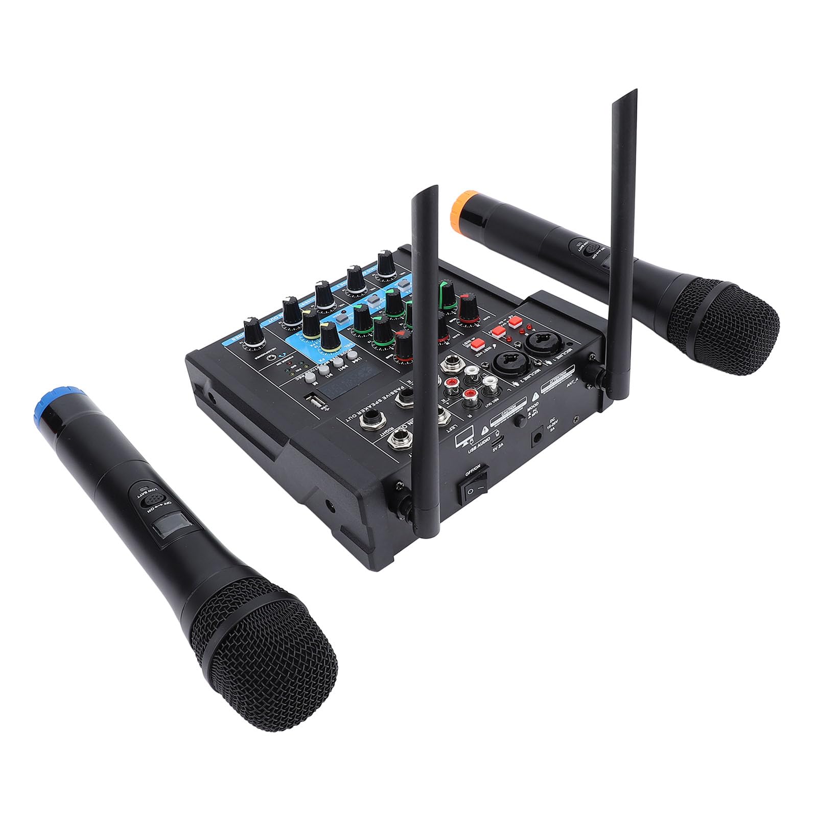 Consola de Mezcla USB con Micrófono BT, Mezclador de Sonido para Karaoke, Memoria USB de 6 Canales, Minimezclador de Audio para DJ para Grabación en Vivo de PC