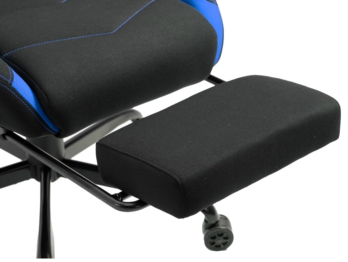 Delman Sedia da gaming da corsa, da ufficio, con funzione di massaggio con 6 punti di vibirazione, in tessuto, ergonomico, poggiapiedi 1036 (blu)