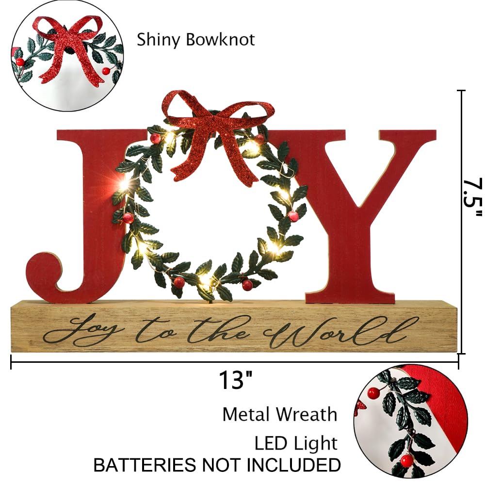 Panneau de Noël avec couronne pour O, éclairage LED rustique, décoration d'intérieur rustique, nœud en bois de ferme, panneau de décoration de Noël, cadeau