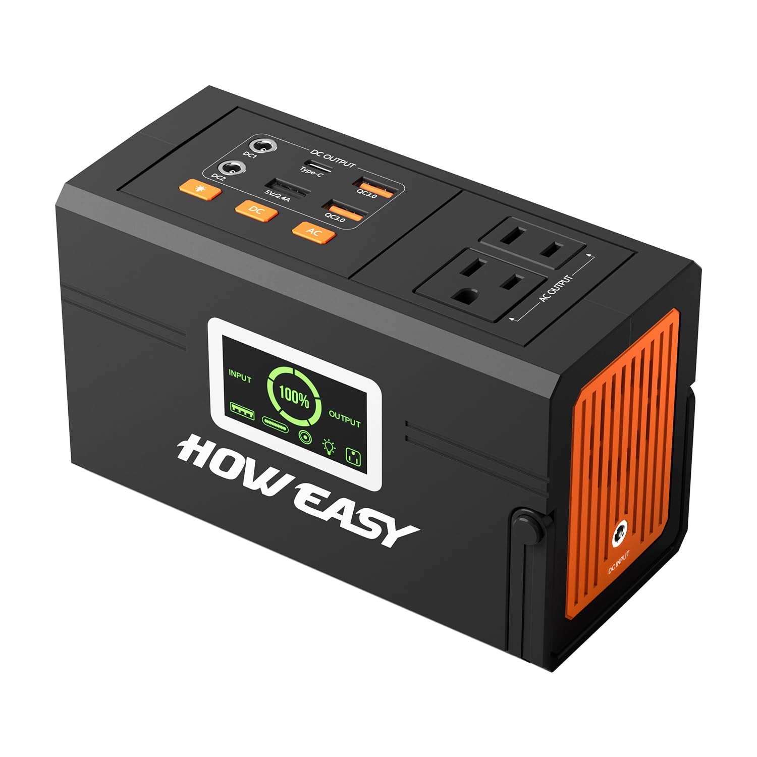 88.8Wh Power Supply with 110V AC Outlet, 1Type-C, 2QC3.0, Solar Powered Generator for Emergency Backup, Camping HOWEASY Portable Power Station 127W,Solar Generator(Solar Panel Optional)