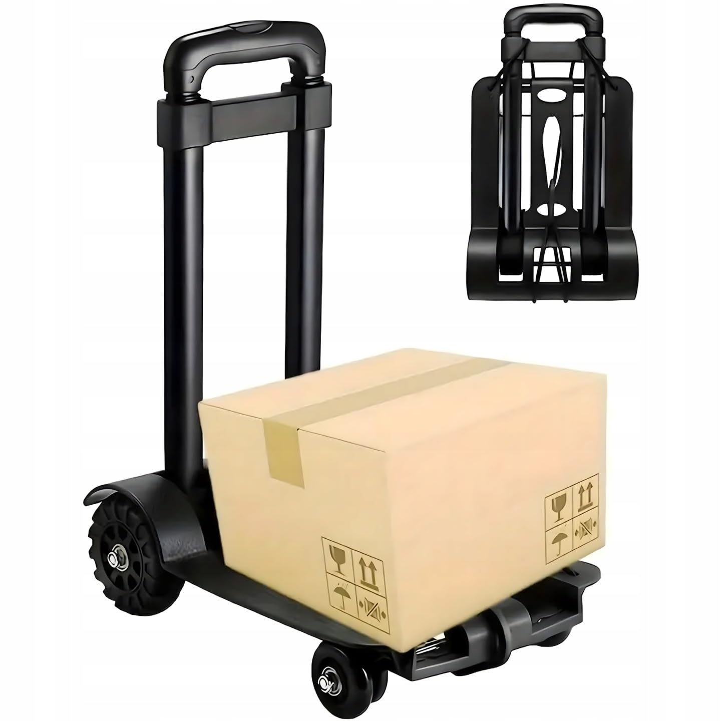 Folding Transport Trolley with Telescopic Handle, Aluminium and Plastic, Maximum Load 40 kg, 97 x 23 x 23 cm