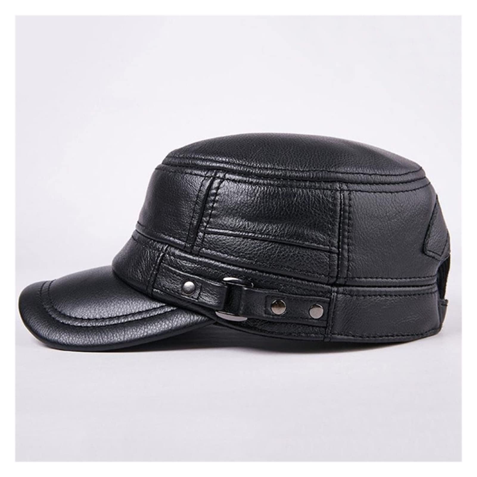 Jesień Winter Cap Men Army MI-LITIVE Crowskin Leather Black Leather Hat Male Vintage Hig-H Qua-Lity Dad