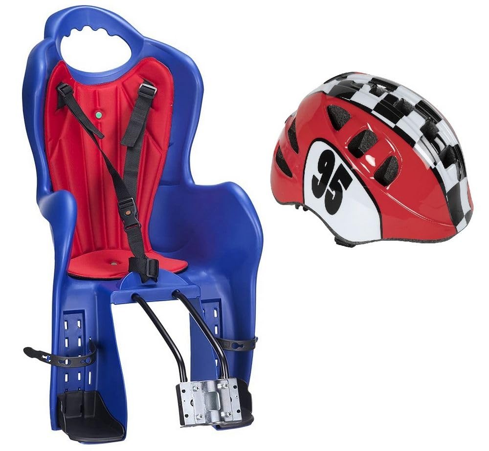 Set seggiolino posteriore Bingo bici con caschetto ciclo per bambino rosso e bianco