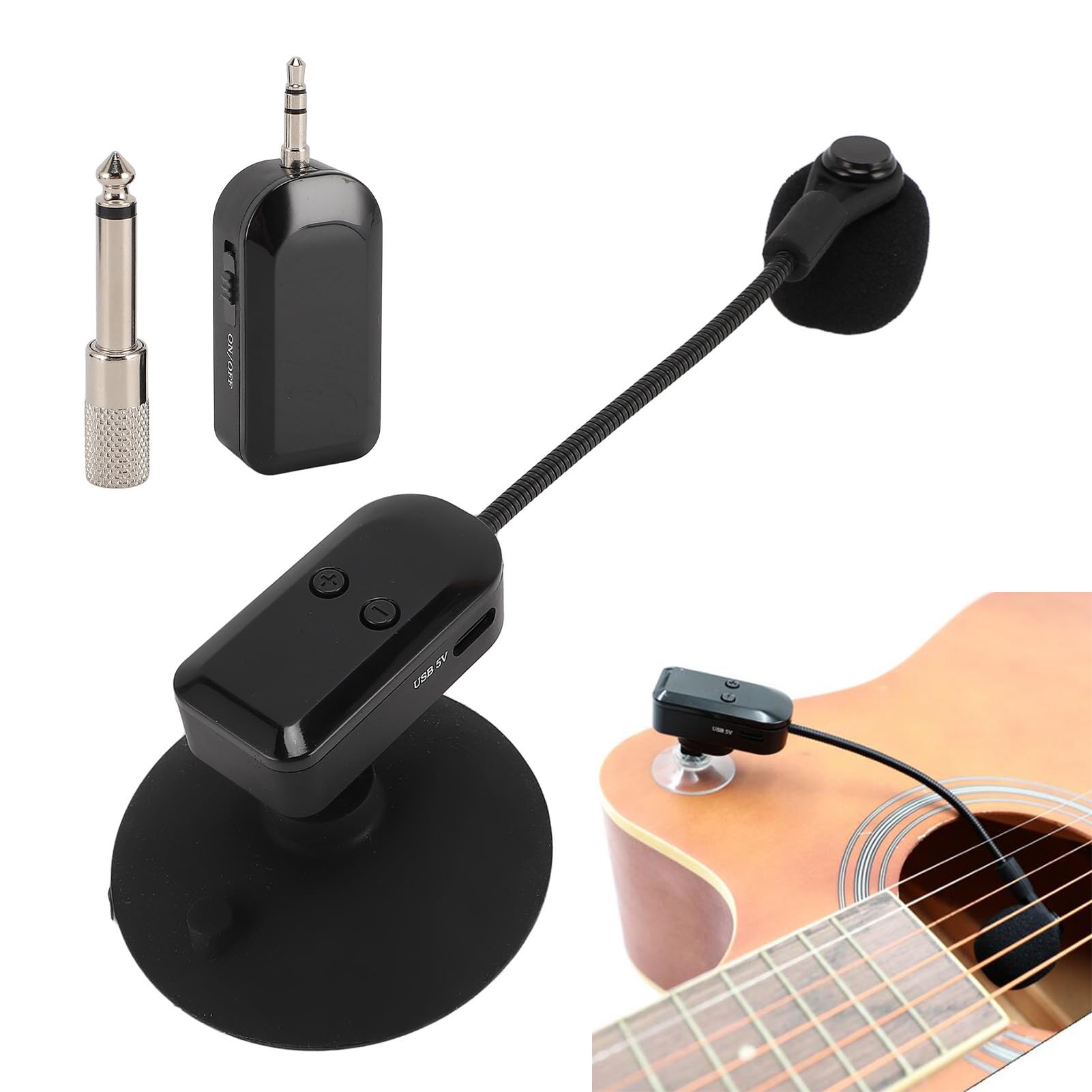 LICAEVEY Microfono Strumento Wireless a Clip 2,4 GHz per Violino, Chitarra, Corna, Trombe, Amplificatore Vocale di Sassofoni, Gamma 131ft