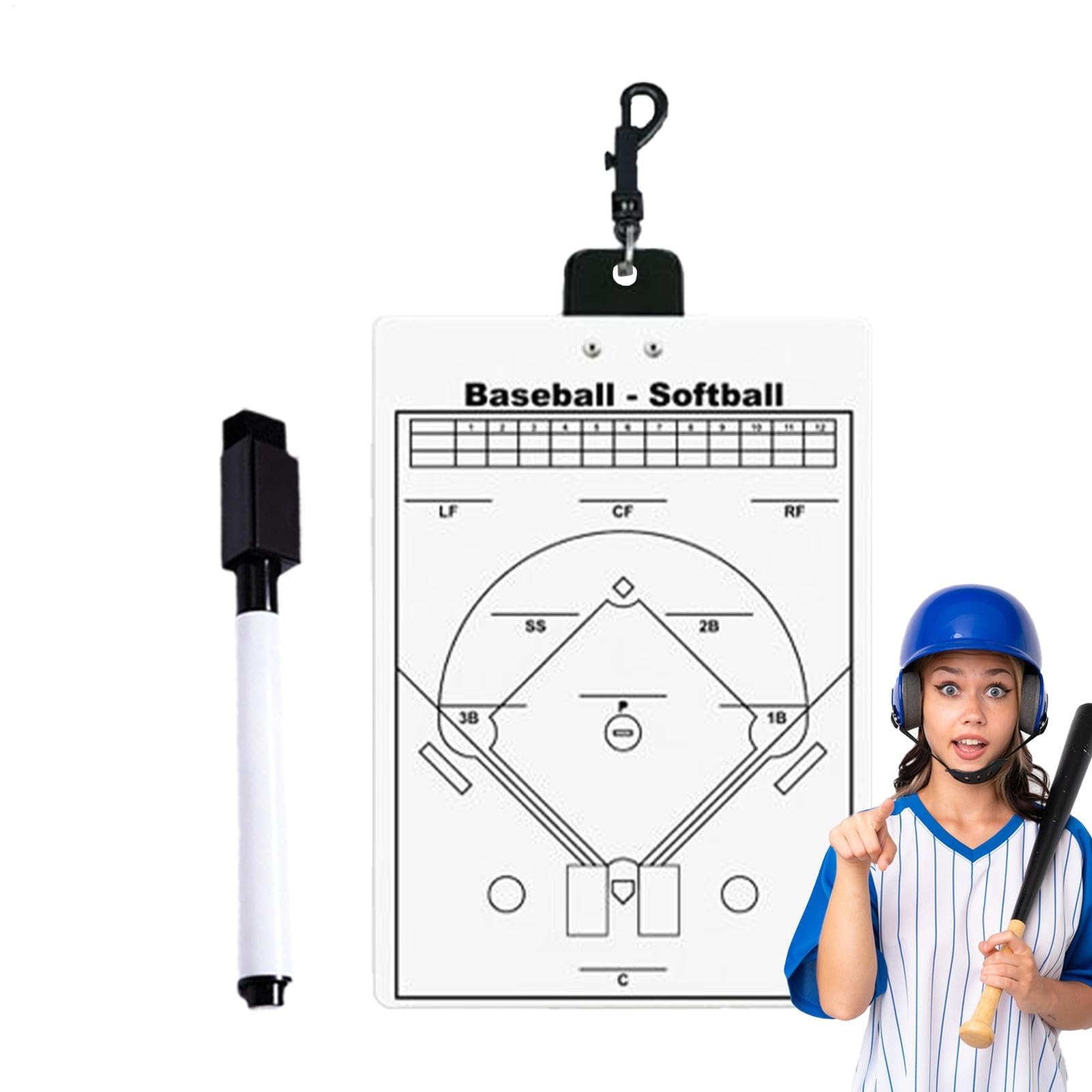 Baseball Clipboard, Double Sided Magnetic Board, Erasable Referee Marker, Halftime and Pre-Game Setup, Easy Cleanup, Lightweight Design, 1 Pack, Ideal for Coaches and Officials