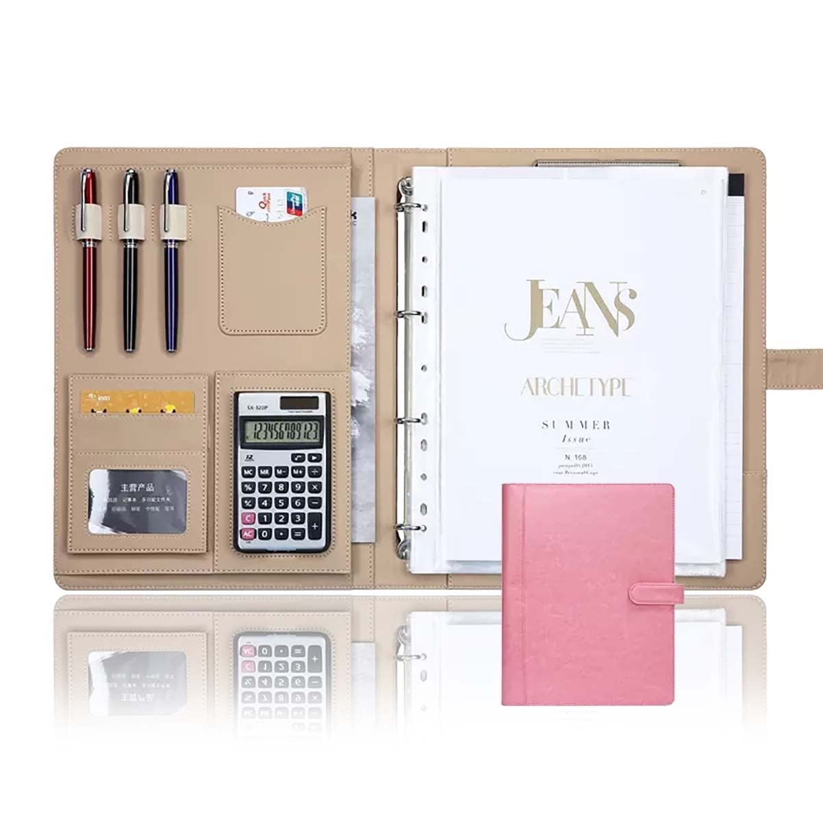 Custom A4 Document Folder Padfolio With PU Leather Office School Supply File Folder Portfolio With Zipper - 21