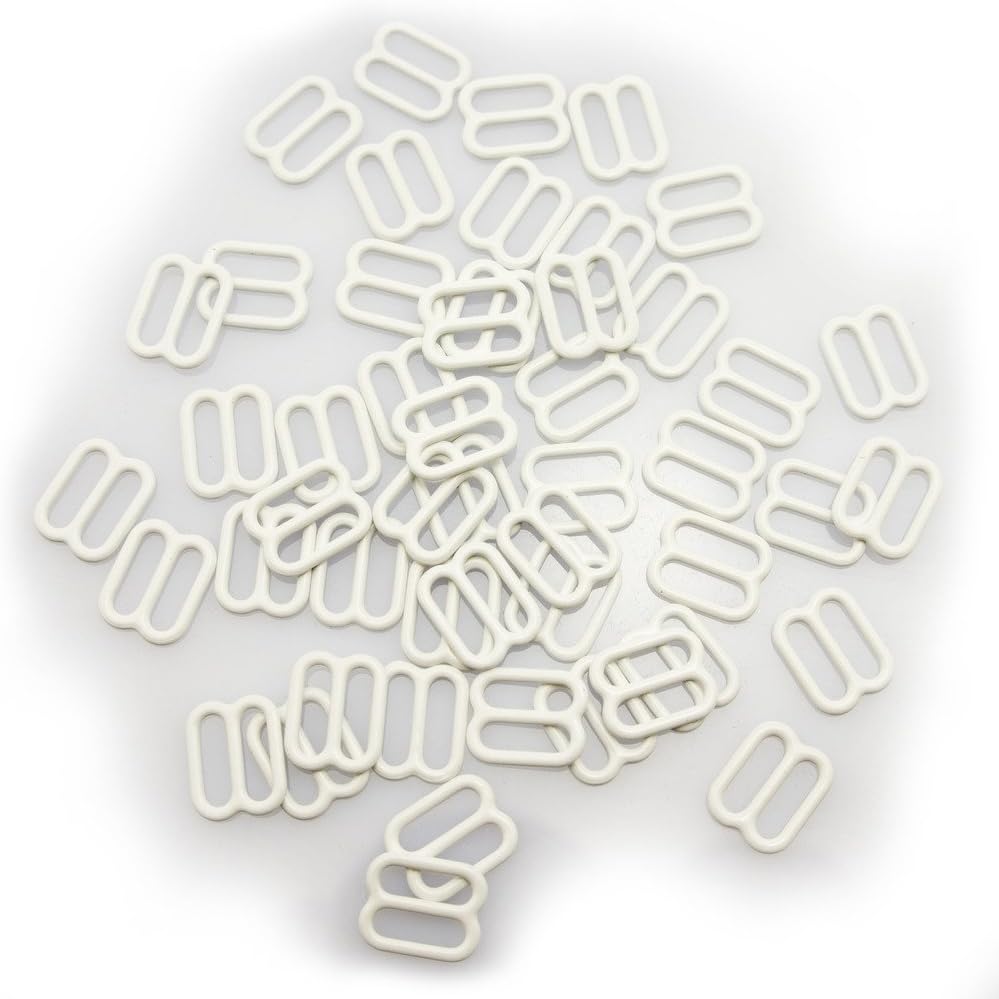 HAND Metal 8 Lingerie Sliders 1.3 cm x 1 cm, Takes Straps up to 1 cm Width, Pack of Approx 50 (15 g) Black Plastic Coating