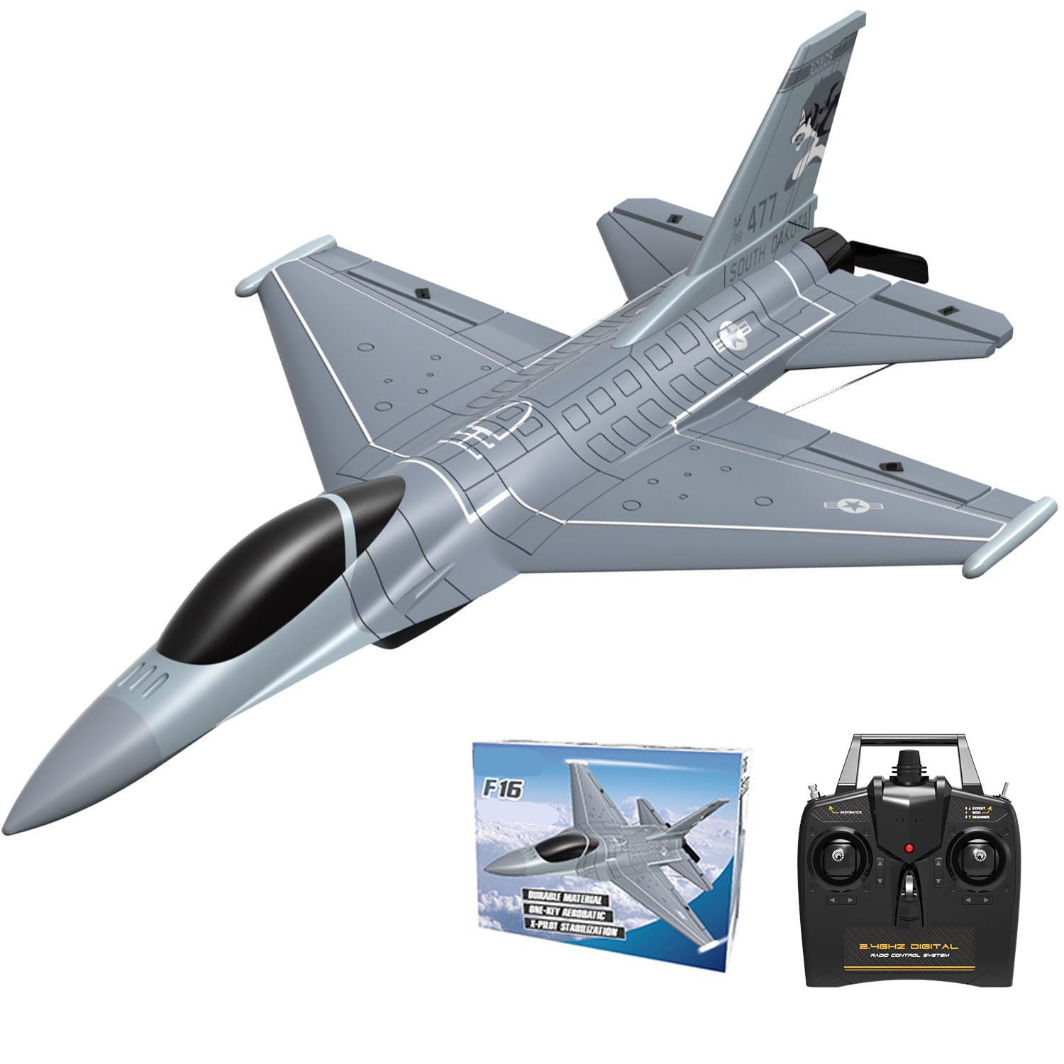 XMFHANG RC Plane 4 Channel, F16 RC Airplanes, Remote Control Planes for Beginners Adults Gift, with Stabilization System, One Key Aerobatic, Ready to Fly