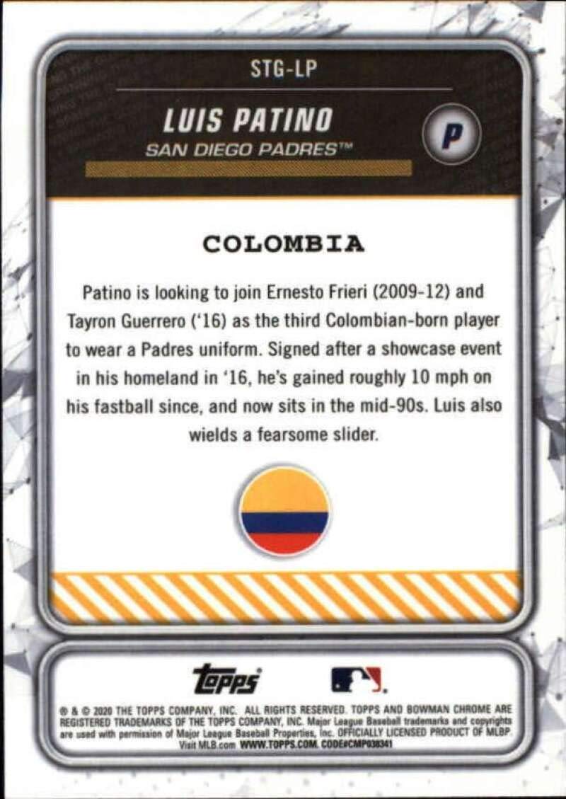 Amazon.com: 2020 Bowman Chrome Spanning the Globe #STG-LP Luis Patino San  Diego Padres RC Rookie MLB Baseball Trading Card : Collectibles & Fine Art