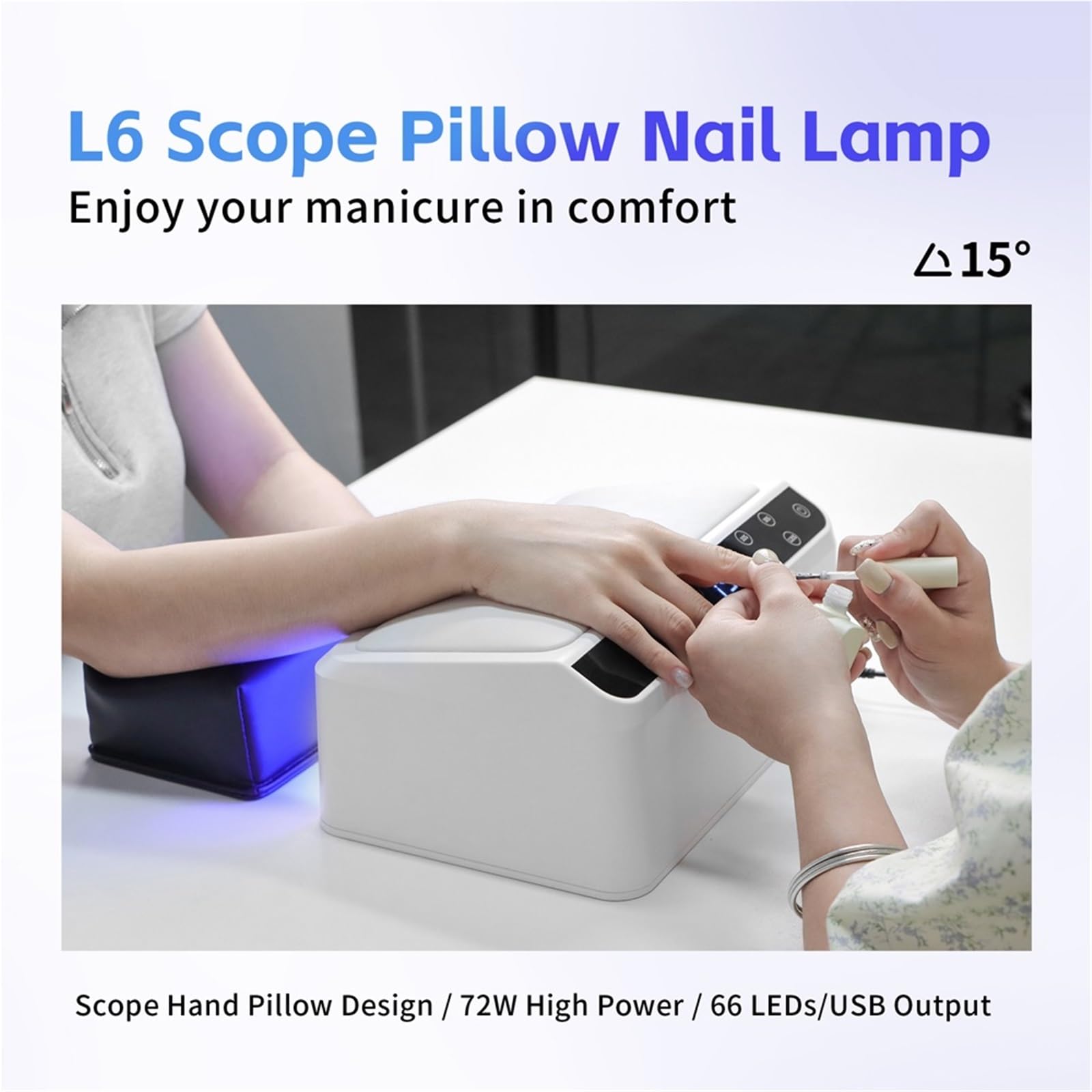 Lampa do paznokci Slope Pillow 72W, 66 koralików, lampa UV LED, lustrzana podstawa, utwardzanie wszystkich żeli, manicure Praktyczny