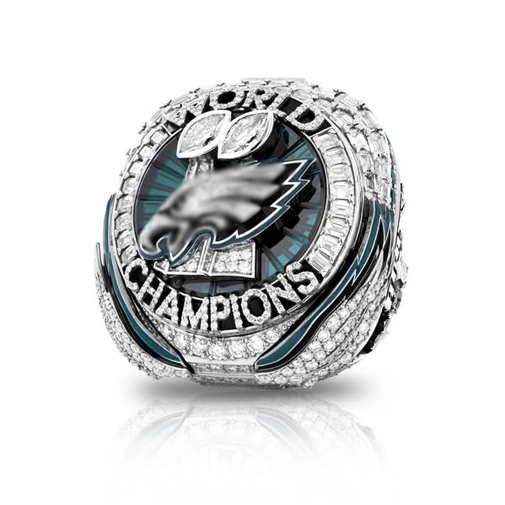 Bague De Champion De Football des Eagles 2025 avec Boîte Bagues De Championnat du Monde Gagnant De Rugby Prix Collection De Trophées Cadeaux Souvenirs Sportifs pour Les Fans
