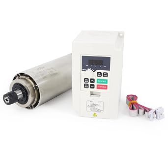 RATTMMOTOR CNC Spindle Motor Kit, 1.5KW Air-Cooled Spindle Motor ER16 220V 80mm High Speed Spindle 24000RPM+1.5KW 220V VFD Single to 3 Phase Inverter Variable Frequency Drive Converter for CNC Router