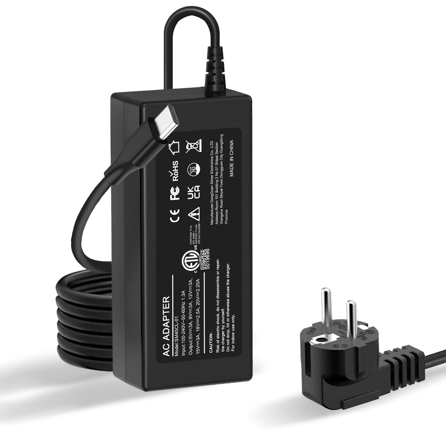 Chargeur Usb C 45w Chromebook Chargeur USB C 45W 20V 2.25A,Adaptateur Ordinateur Portable Pour Acer Chromebook 11 13 R13 14 15 CB5-312T CB311 CB314 CB315 C771 C733, Acer Swift 7 SF713-51 SP714-51