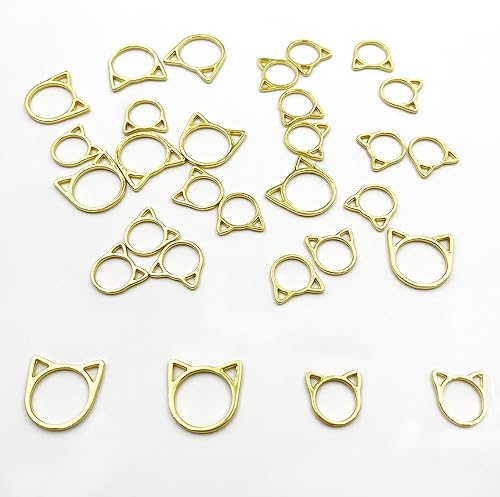 30 marcadores de punto de tejer de metal con forma de cabeza de gato para tejer y tejer a ganchillo, 2 tamaños, tapones de agujas doradas,