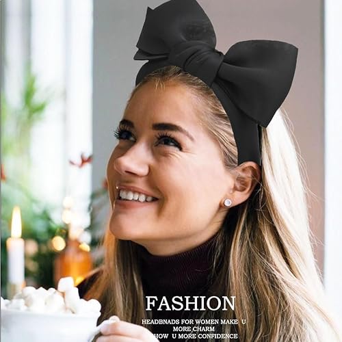 Miniatura 4 de Diademas enormes con lazos de gran tamaño, diadema de tela ancha para mujeres y niñas, accesorios lindos para el cabello para fiesta de cumpleaños o