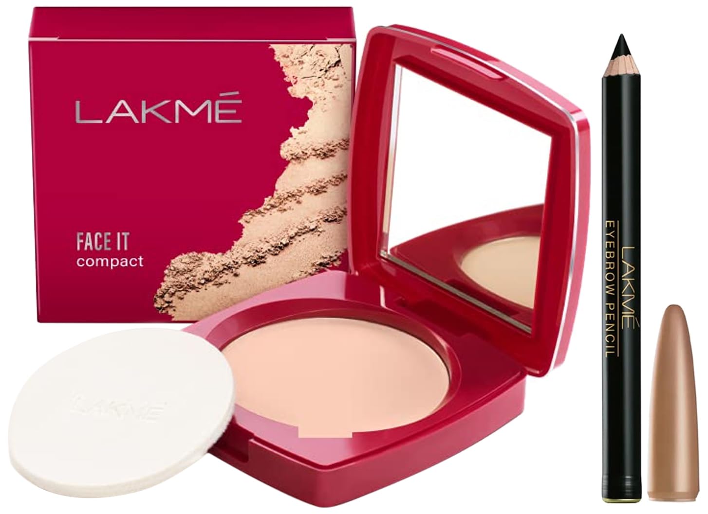 LAKMÉ Face It Compact, Pearl, 9 g & Lakmé Eyebrow Pencil, Black, 1.2g-picture-14