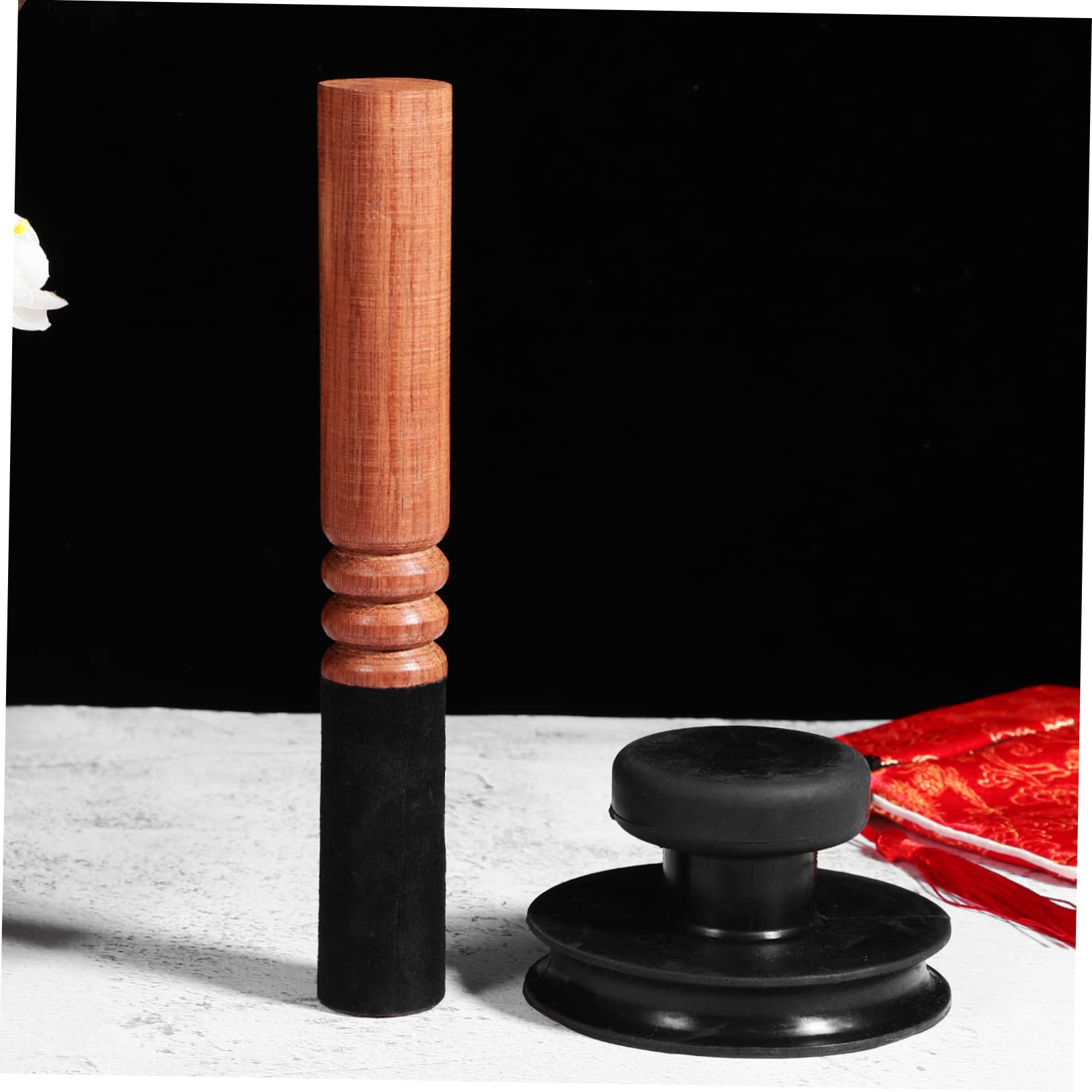 Toyvian Gummi Saugnapf Hebegriff für Buddha Klangschale Saugsystem aus Widerstandsfähigem Gummi mit Lederumwickeltem Stiel Kompakt und Tragbar für Meditationsschalen