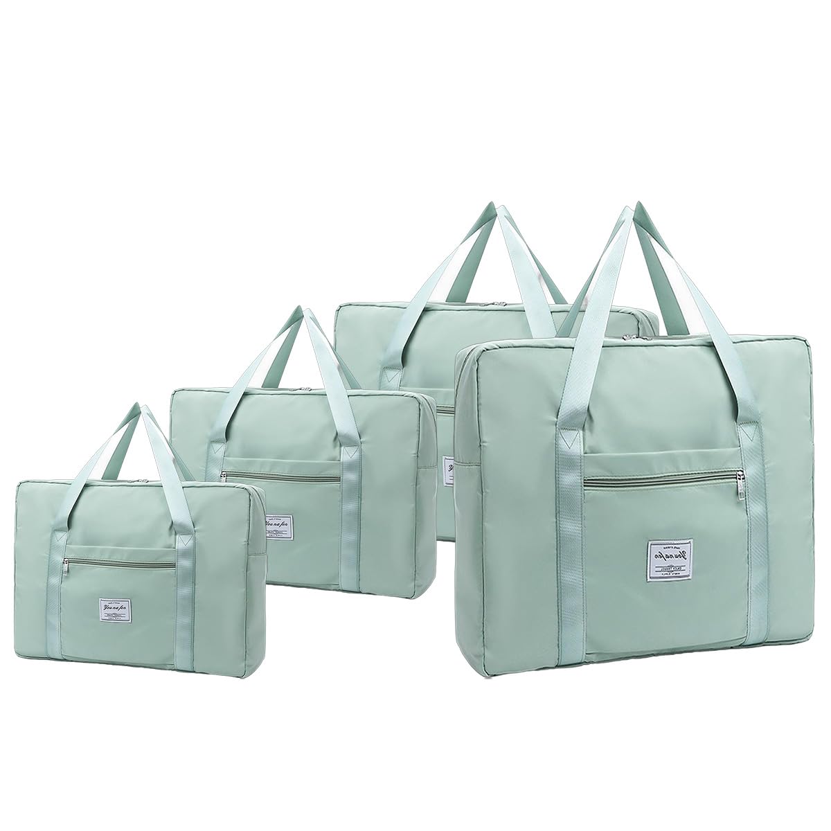Borsa sportiva da viaggio, borsa da viaggio, set da 4 pezzi, da 16 l, fino a 70 l, borsa da palestra pieghevole, verde chiaro, Klein, mittel, groß, extra groß, Semplice e comodo