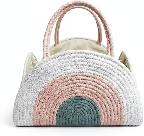 Organizador de pañales de cuerda de algodón para bebé, cesta de almacenamiento grande para recién nacidos, organizador de pañales portátil para