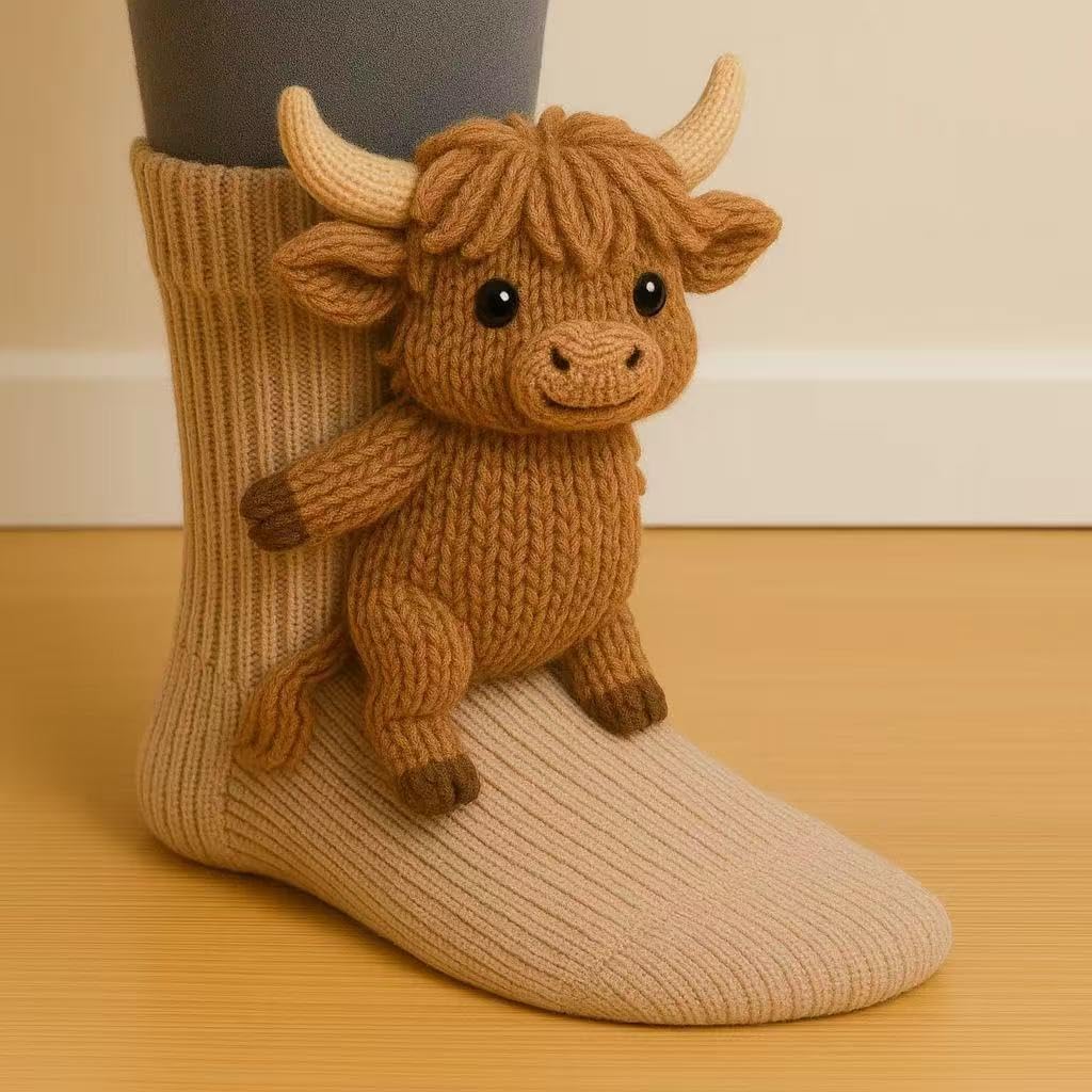 【公式 / 新香り発売】[TAKEY] 3Dニット動物柄ソックス、かわいいキャラクターデザインのふわふわあったか、クリスマスにぴったりの超ソフトな素材2個 ブーツ 楽ちん