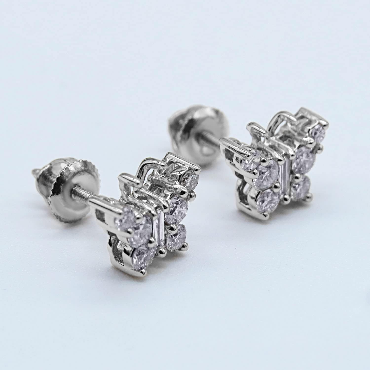 Dazzlingrock Collection 0.48 Ctw Baguette & Round White Natural Diamond Butterfly Stud Earrings for Women in 10K Real Solid Gold