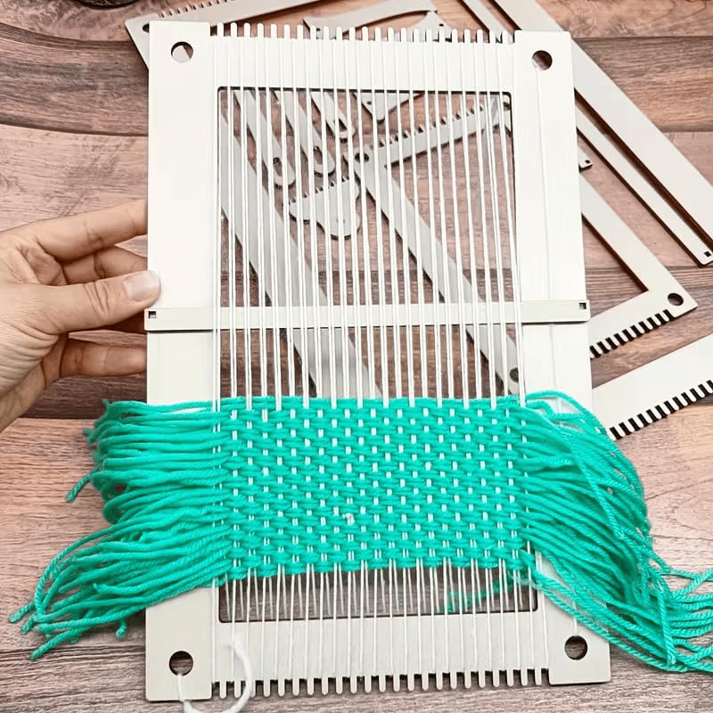 Curious Button Wooden Adjustable Loom Weaving – Set of 3 | Pine MDF Craft Loom Frames | DIY Knitting, Crochet & Handcraft Tool Kit | Durable Laser-Cut Loom Board Set 1
