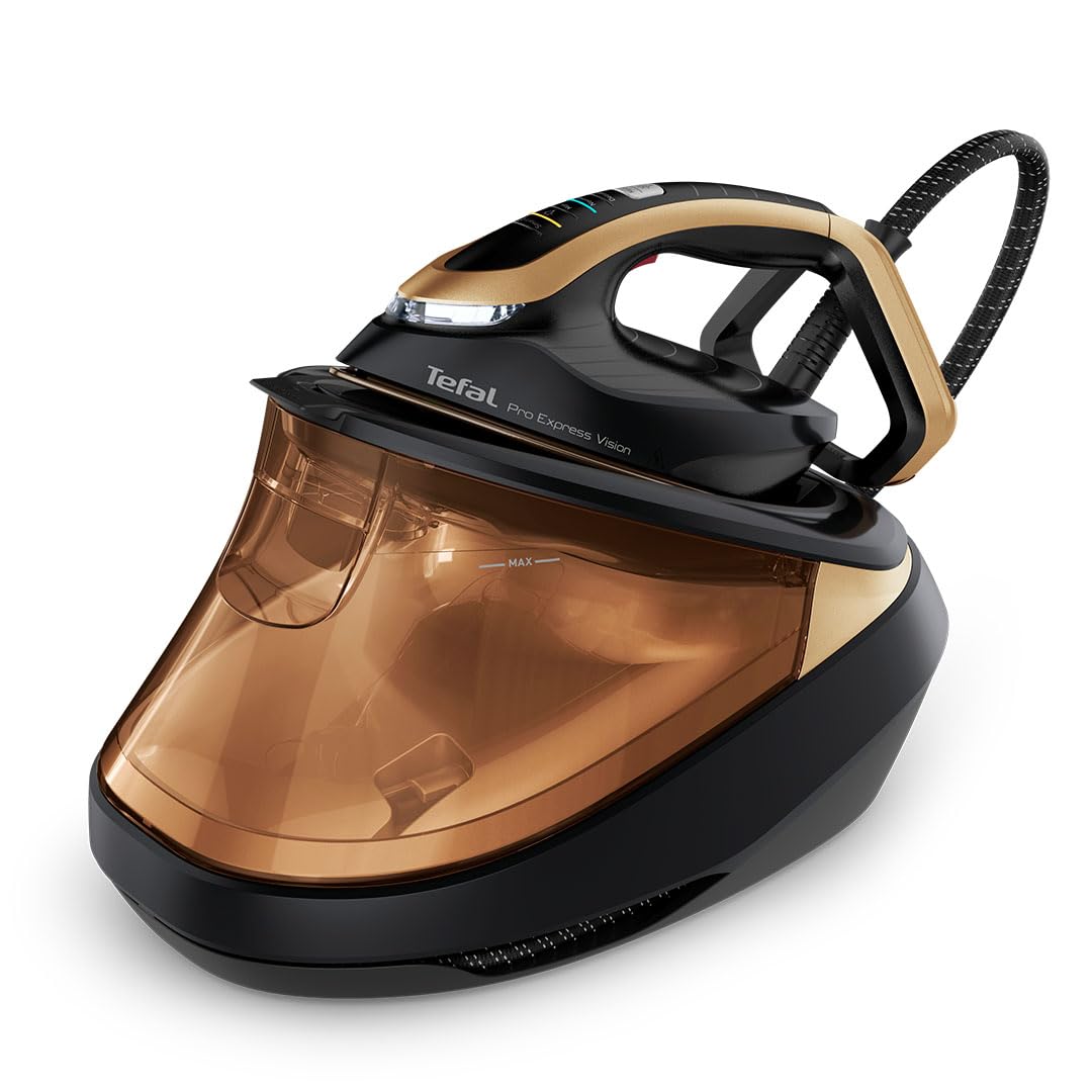 High Pressure Steam Generator Iron, Black & Gold, GV9820G0, Tefal Pro Express Vision GV9820 High Pressure Steam Generator Iron, 2700 Watts