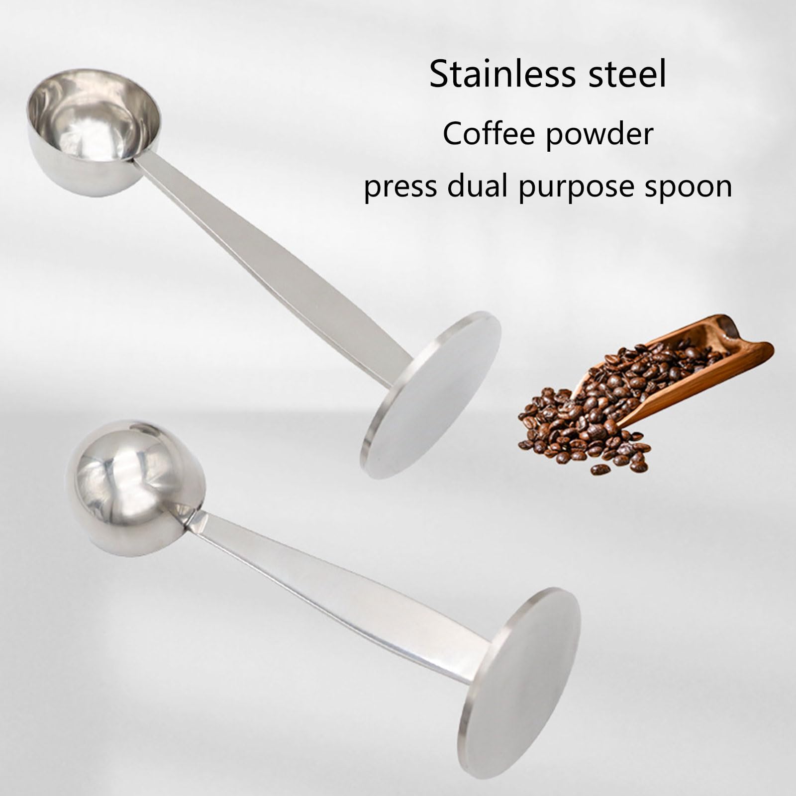 Cuillères à café à double usage en acier inoxydable - Outil de mesure et de tassage - Ustensile de café pratique pour le café