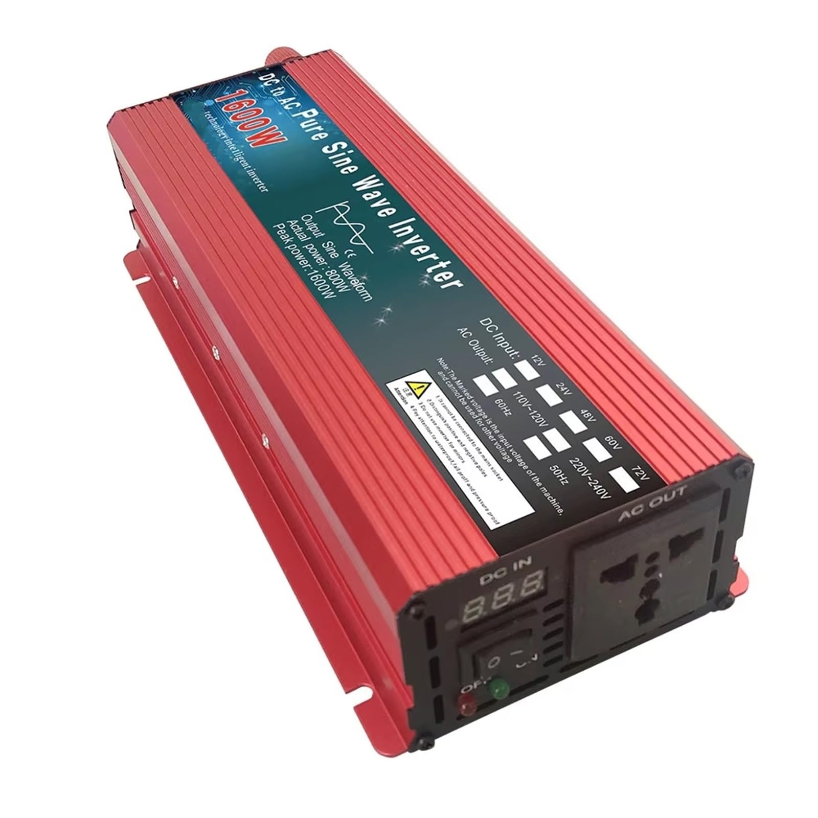 Inversor Inversor De 1000W 1600W 2200W 3000W CC 24V 48V 60V A CA 110-120V 60Hz Convertidor Voltaje Onda Sinusoidal Pura Microinversor Coche Bricolaje Onda sinusoidal modificada(48V,1600W)