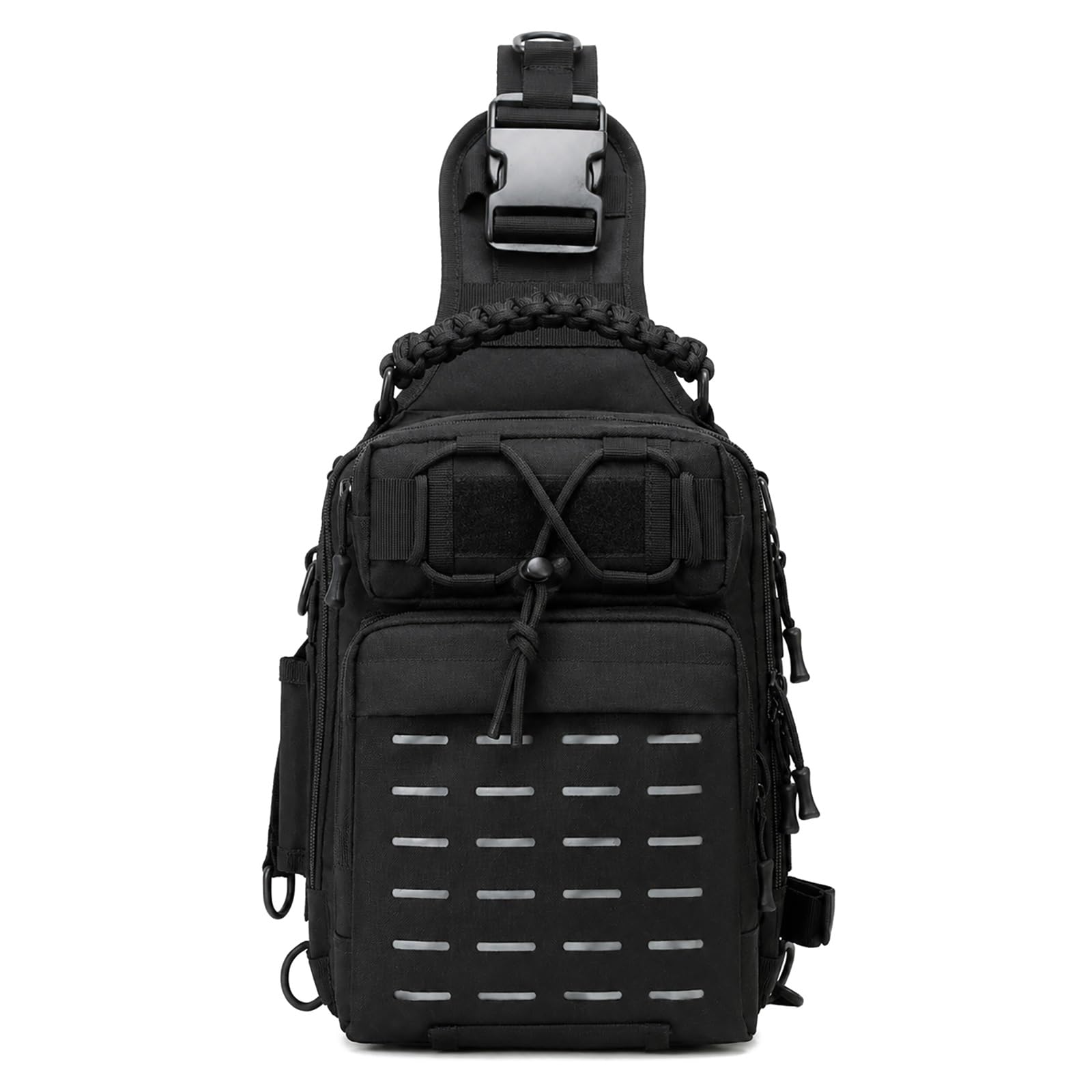 Borsa Sling Tattica Uomo Donna, Borsa A Tracolla Resistente All’Acqua Con Tasche Multiple, Schienale Traspirante For Viaggio Trekking(Black)