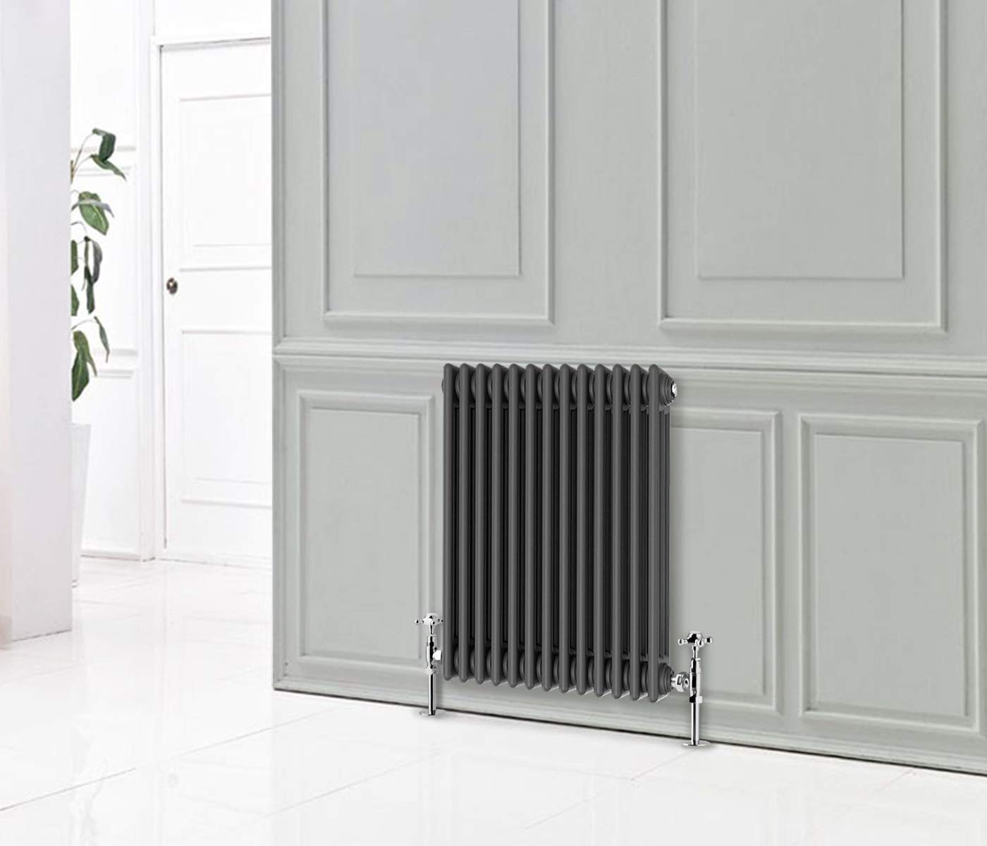 Nrg Anthracite 600X605 Cast Iron Horizontal Radiator 3 Column Central Heating Rads For Bathroom Living Room And Kitchen