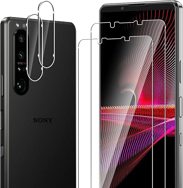 ELYCO for Sony Xperia 1 III Screen Protector Tempered Glass and Camera Lens Protector[2+2 Pack], 9H Hardness Bubble-Free Anti-Scratch Film, HD Clear Screen and Lens Protective