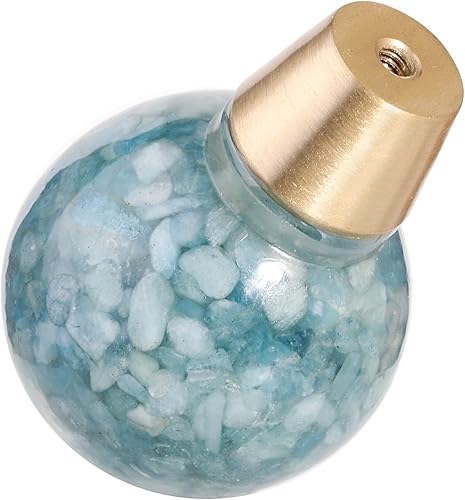 Rockcloud Paquete de 2 pomos redondos de resina aguamarina para cajones con tornillos, tiradores en forma de bola para tocador, armario, decoración