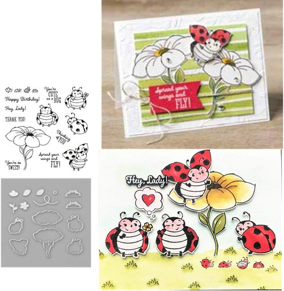 None Branded Little Ladybug Metal Cutting Dies and Stamps Stencils for DIY Scrapbooking Album Stamp Paper Card Embossing