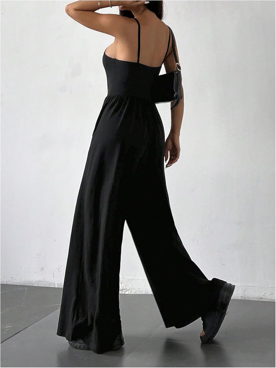 Floerns Women's Summer Jumpsuit Spaghetti Strap One Piece Outfit Wide Leg Baggy Pants Romper - Image 2