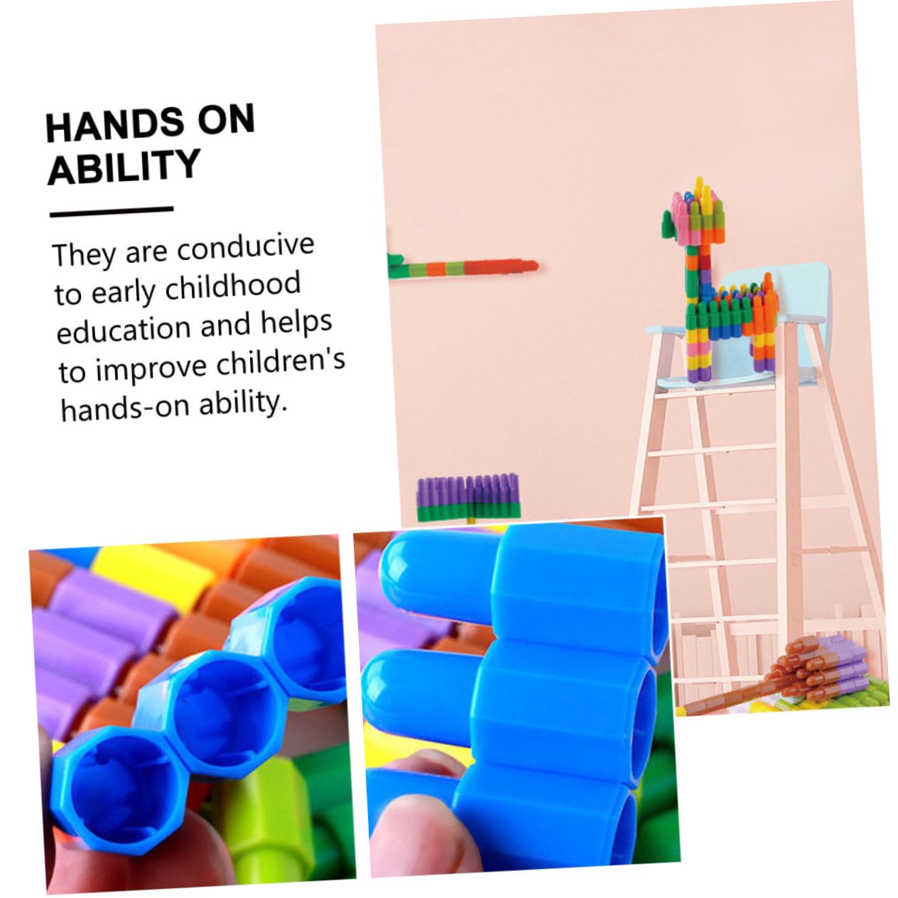Beaupretty Set 270 Pezzi Mattoncini Costruzioni per Ragazzo Ragazza in Plastica, Educativo e Facile da Tenere, Gioco Creativo per Sviluppo Cognitivo e Divertimento Colore Casuale