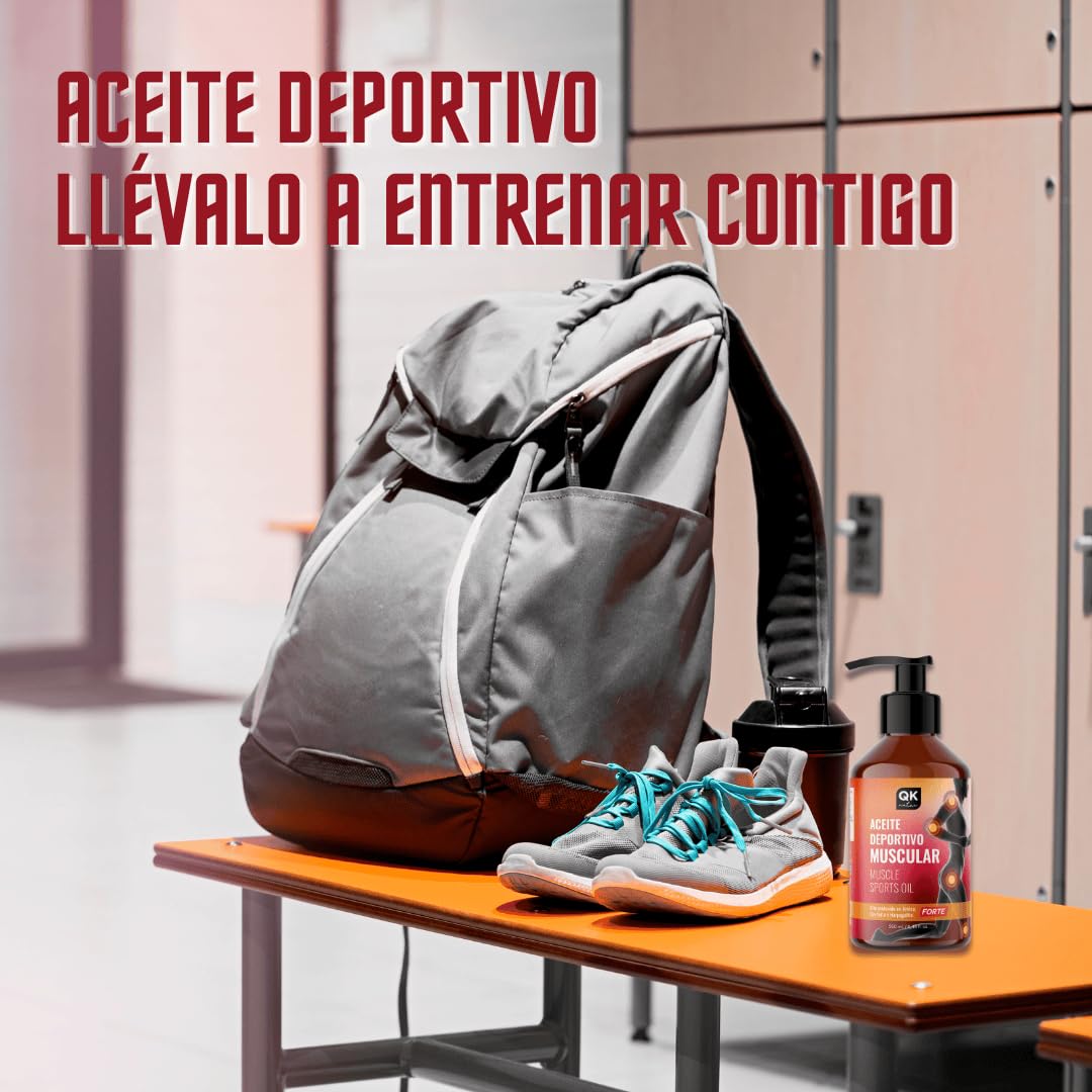 QKnatur - Aceite Deportivo Muscular (250 ml). Combinación de aceites de Origen Natural para masaje muscular - Contiene Árnica, Gaulteria y Harpagofito