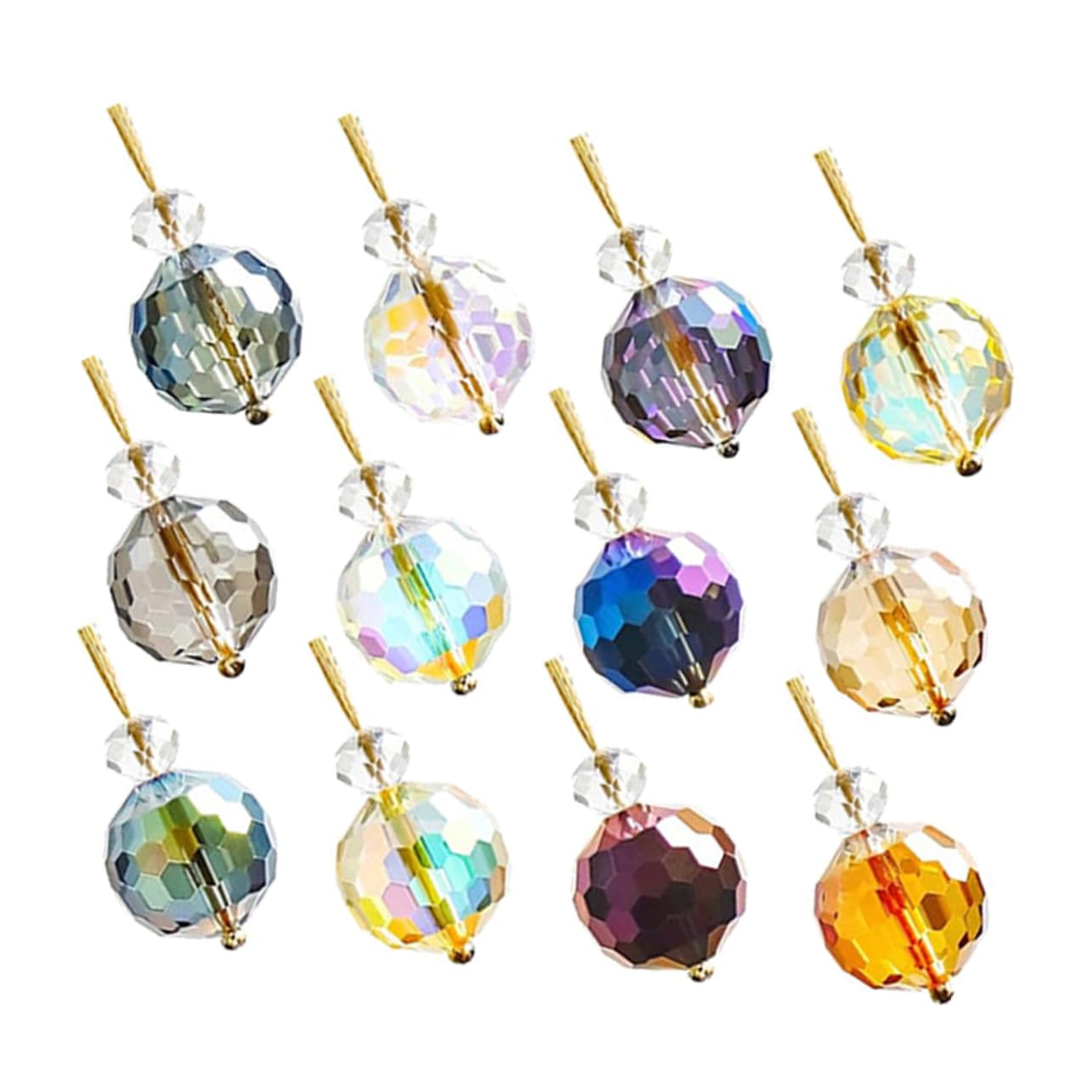BEBEMOKO 12 piezas de joyería de bolas de cristal pequeños adornos de Navidad con diamantes de imitación adornos de Navidad mini adornos de árbol de Navidad de diamantes adornos de Navidad mini