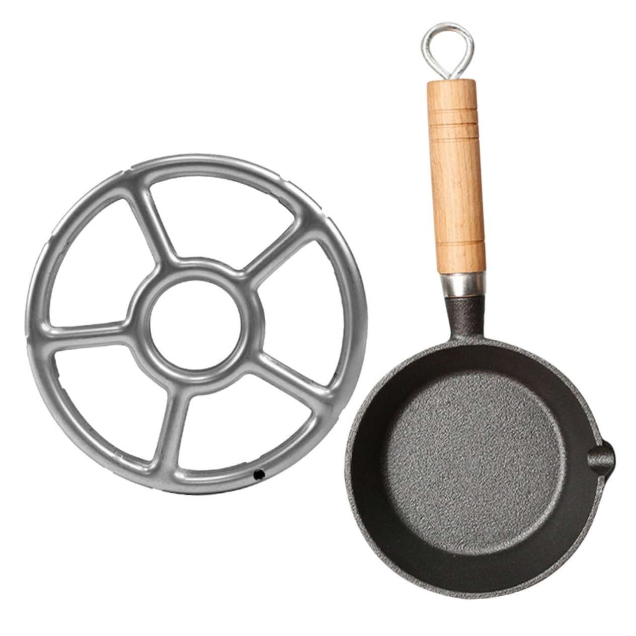 SHINEOFI Mini Gusseisen Pfanne mit Holzgriff Robuste Antihaftbeschichtete Saucepfanne für Milch Öl und Butter Kompakt und Tragbar für Herd und Outdoor-camping Höhe