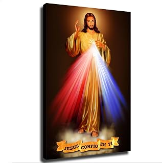 PemzYb Merciful Jesus Prays for Divine Mercy Poster Wall Art Canvas Painting HD Picture Print for Modern Family Living Room Bedroom Background Wall Decor (08×12inch No Framed)