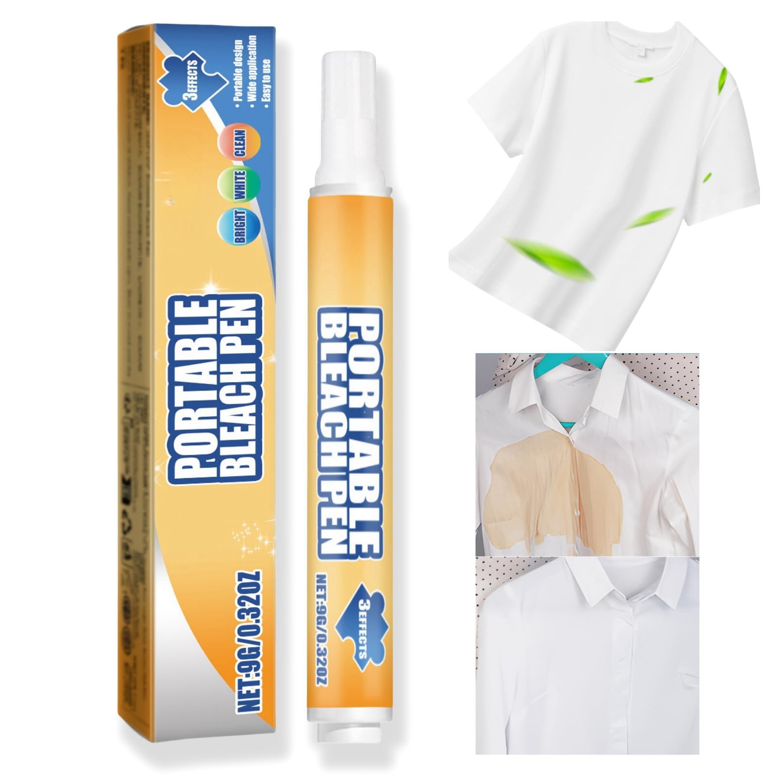 Immediate Stain Remover - Portable Wash Free Bleach Pen, Multipurpose Clothes Stain Remover, 9g