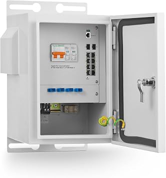 MokerLink Indoor/Outdoor Enclosure with Integrated 8 Port Gigabit PoE+ Managed, 2 SFP Switch, IEEE802.3af/at POE 300W, L2+ Web/CLI Vlan|Route|Ring|ACL|Qos, Metal IP55 Case,40 to 158F
