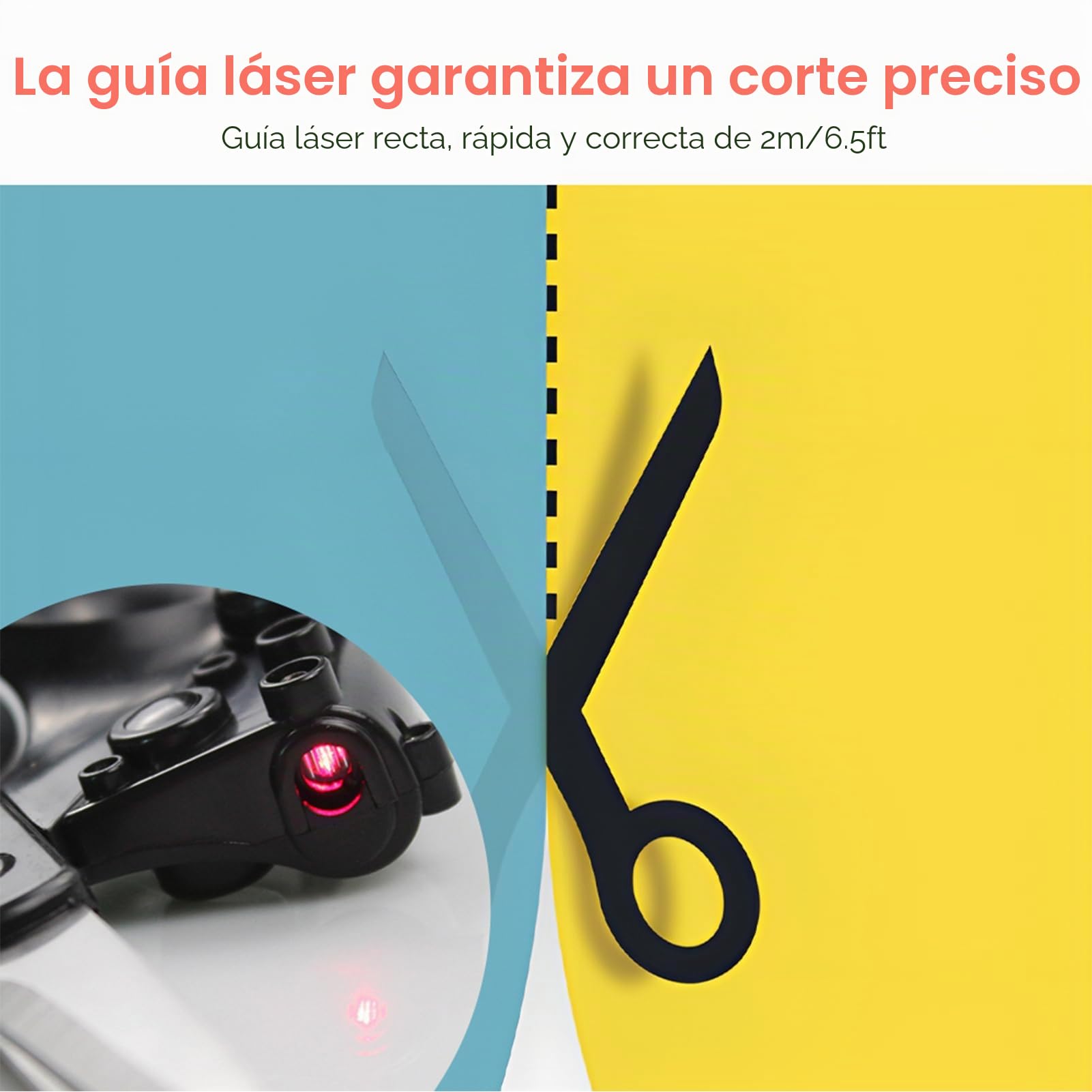 Tijeras de Tela Guiadas por Láser, Herramienta de Corte Ergonómica Multifuncional para Costura, Manualidades, Corte Recto y Rápido con Tijeras Artesanía Guiadas por Láser 6,5 Pies para