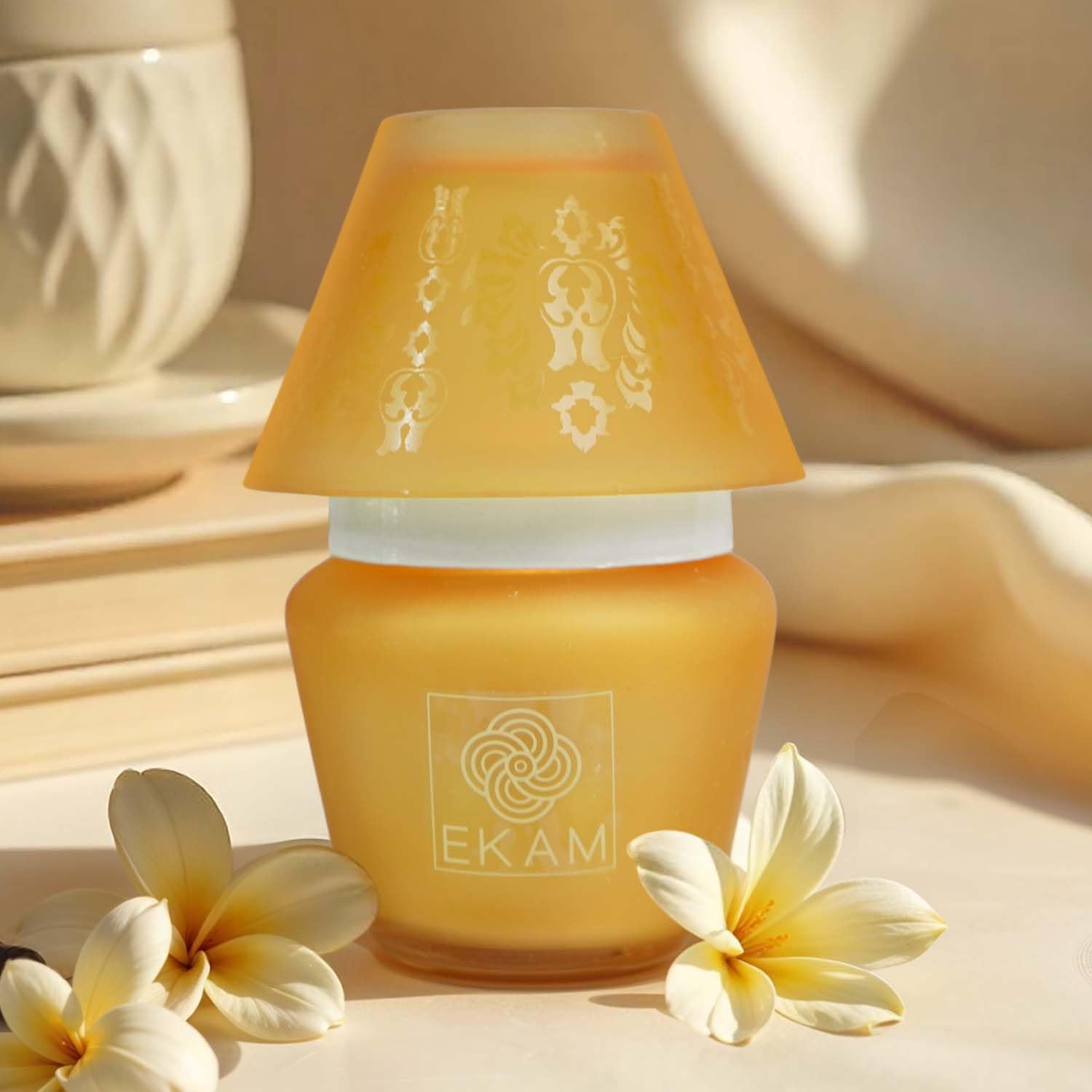 EKAM Scented Frost Glass Lampshade Candle | Vanilla Scented Candle | Luxury Fragrances| Ideal for Home Decor, Aromatherapy & Gifting | 22 Hours Burn time |114 g